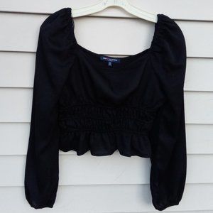 One Clothing Los Angeles blk empire waist puff sleeves blouse sz M